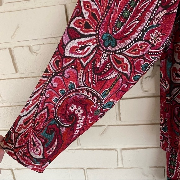 J. Jill Women's Tunic Top Paisley Red Floral Tiered Blouse SZ XL - Picture 5 of 11